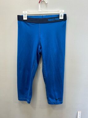 Nike Blue Capri Leggings with Black Waistband